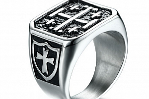 Pánský prsten s kříži z masivní chirurgické oceli SR000058 Velikost: 8