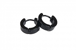 Kruhové decentní náušnice z chirurgické oceli SE000077 Barva: Černá