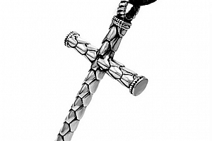 Náhrdelník s přívěskem křížku z chirurgické oceli na provázkovém řetízku PN000159