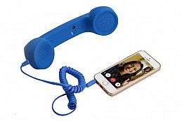 Retro sluchátko na mobil, modré