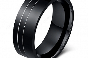 Černý prsten z chirurgické oceli Double Line SR000083 Velikost: 6