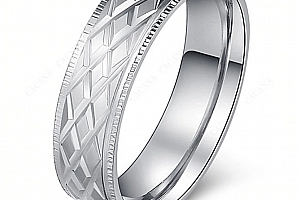 Prsten z chirurgické oceli- stříbrný- rýhovaný SR000084 Velikost: 8