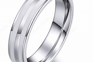 Stříbrný prsten Double white line z chirurgické oceli SR000092 Velikost: 7