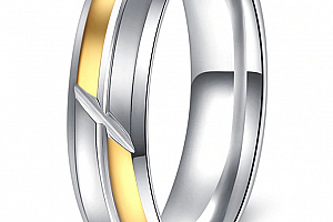 Stříbrnozlatý prsten Mixed colour Sharp z chirurgické oceli SR000103 Velikost: 7