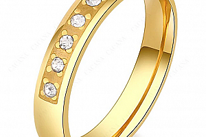 Dámský zlatý prsten z oceli osázen drobnými zirkony SR000111 Velikost: 6