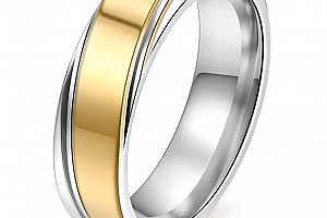 Střibrnozlatý prsten z chirurgické oceli Twisted SR000117 Velikost: 7