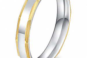 Decentní stříbrnozlatý prsten z chirurgické oceli SR000118 Velikost: 7