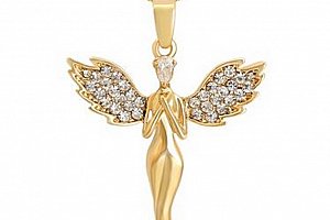 Zlatý andělíček se zirkony z rhodiované bižuterie PN000163