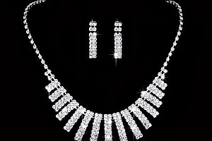 Plesový set šperků s malými zirkony z rhodiované bižuterie CS000075