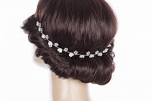 Svatební ozdoba do vlasů - čelenka Stříbrné kytky perly