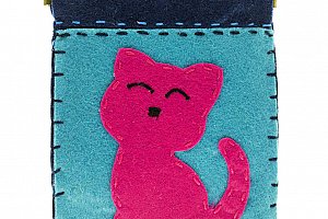 Fashion Icon Peněženka Růžová kočka flísová na magnet