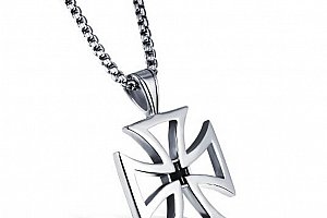 Stříbrný náhrdelník Helvétský kříž z chirurgické oceli PN179