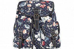 Batoh Retro textilní A4 Backpack ekokůže