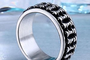 Masivní řetěz- prsten z chirurgické oceli SR152 Velikost: 7