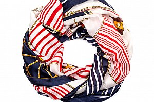 Delfin Hedvábný šátek Elegance de Pure- námořnický motiv SQ0031-05