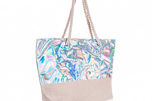 Fashion Icon Dámská plážová taška se stříbrným svrškem