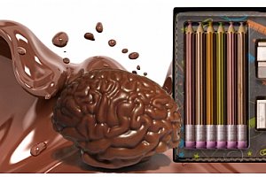 Krásné dárky z čokolády nebo marcipánu: mozek, pastelky, nářadí a doutník
