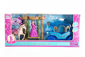 Fashion little girl Set kůň s kočárem a panenka princezna