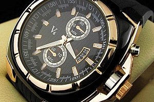 Elegantní pánské hodinky - černozlatá barva a poštovné ZDARMA!