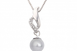 Ziskoun řetízek s přívěskem perly a zirkony PN00002 Barva: Bílá
