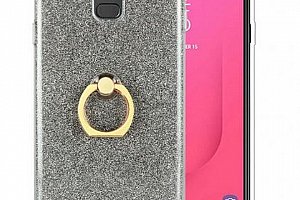 Silikonový lesklý zadní kryt pro Samsung J8-2018 se stojánkem PZK19 Barva: Šedá