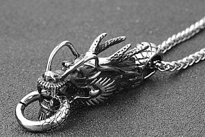 Řetízek s přívěskem draka - Dragon z chirurgické oceli PN177