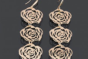 Fashion Icon Náušnice růže střední visací obecný kov rhodiovaný bez kamínku rostliny a květiny 0314