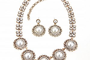 Fashion Icon Sada náhrdelník a náušnice medailonek s perlou