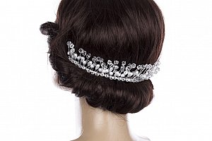 Svatební ozdoba do vlasů - čelenka Diamond krystalky a perly do vlasů