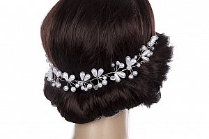 Svatební ozdoba do vlasů - čelenka Flowers s krystalky