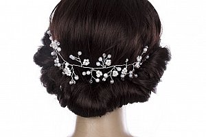 Fashion Icon Svatební ozdoba do vlasů - čelenka Wedding day větvička s perly a krystalky