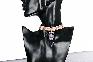 Fashion Icon Náhrdelník krajkový choker Sova s krystalky