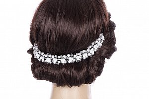Svatební ozdoba do vlasů - čelenka crystal krystalky a perly do vlasů