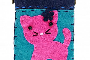 Fashion Icon Peněženka Ružová kočka flísová na magnet