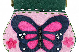 Fashion Icon Peněženka Motýl růžový flísová na magnet