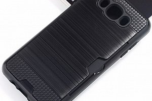 Bezpečnostní zadní ochranný kryt s přihrádkou na kartu pro Samsung J7-2016 Barva: Černá