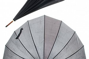 Holový deštník s dřevěným madlem černý