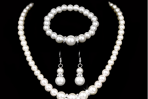 Ziskoun plesový set náušnic a náhrdelníku se zirkony a perlami CS000061