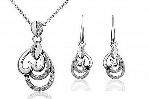 Dámský set šperků z rhodiované bižuterie CS000070 Barva: Stříbrná