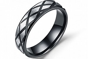 Prsten z broušené chirurgické oceli černostříbrný SR160 Velikost: 11
