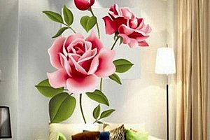 Romantická velká samolepka na zeď - růže a poštovné ZDARMA!