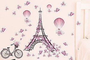 Samolepka na zeď - Eiffelova vež s bicyklem a poštovné ZDARMA!