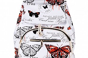Fashion Icon Dámský batoh Vintage Butterfly s motýlky s čelní kapsou