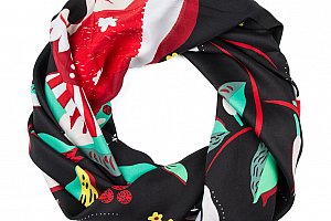 Delfin Hedvábný šátek Luxury Vintage - dáma v květinách