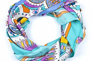 Delfin Hedvábný šátek Luxury Vintage - ornamenty modrý