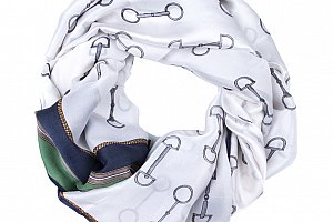 Delfin Hedvábný šátek Luxury Vintage - řetězy zelenomodrý